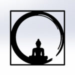 WALL DECORATION 100% METALLIC BLACK BUDDHA FIGURE 50X50 HM7210
