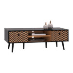 TV Furniture Charleen HM8667 Black with natural 120x40x40cm