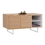 TV furniture Antheia in natural color with white metal legs 120Χ39,5X55,5cm HM8656