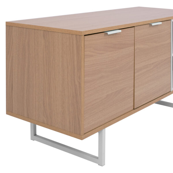TV furniture Antheia in natural color with white metal legs 120Χ39,5X55,5cm HM8656