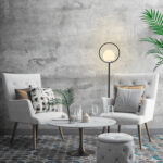 FLOOR LAMP BLACK METAL WITH GLASS HM7344 30x30x155 cm.