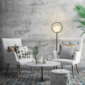 FLOOR LAMP BLACK METAL WITH GLASS HM7344 30x30x155 cm.