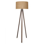 FLOOR STANDING LAMP HM7578.01 WALNUT COLOR TRIPOD, SANDY BEIGE CAP