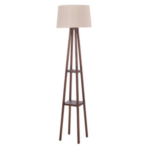 FLOOR STANDING LAMP WOODEN WALNUT LEGS BEIGE CAP 26x26x156Hcm.HM7695.01