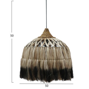 CEILING PENDANT WITH ABACA FIBER CAP IN NATURAL AND BLACK COLOR 50x50x50Hcm.HM7761