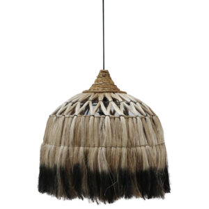CEILING PENDANT WITH ABACA FIBER CAP IN NATURAL AND BLACK COLOR 50x50x50Hcm.HM7761