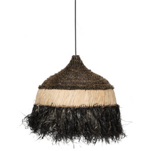 CEILING PENDANT WITH SISAL AND ABACA FIBER CAP IN NATURAL-BLACK 50x50x60Hcm.HM7788