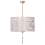 CEILING PENDANT LAMP WHITE CAP WITH TASSEL AND GOLD DETAILS Φ40x90Hcm.HM7647.02