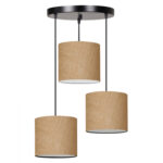 CEILING LAMP HM7622.01 BLACK BASE, 3-PIECE SAND COLORED DRUM SHADES ASYMMETRICAL