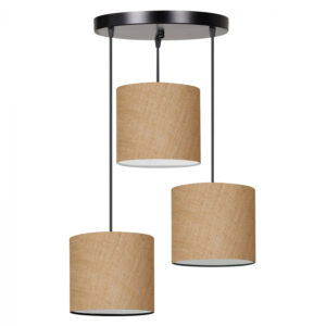 CEILING LAMP HM7622.01 BLACK BASE, 3-PIECE SAND COLORED DRUM SHADES ASYMMETRICAL