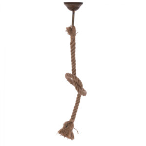 PENDANT CEILING LAMP HM7631.01 SINGLE ROPE- NATURAL ROPE COLOR-METAL ROOF CAP + RING ADAPTER FOR ADDITIONAL CAP OR SHADE