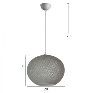 PENDANT CEILING LAMP HM7626.01 GREY SPHERE, KNITTED ROPE, INDOORS