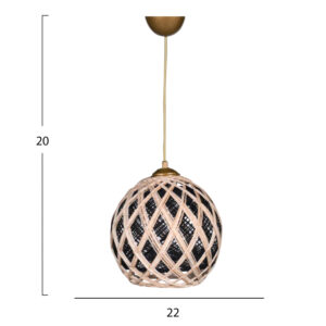 CEILING PENDANT INDOORS- BEIGE AND BLACK ROPE 22x18x20Y εκ.HM7644.01