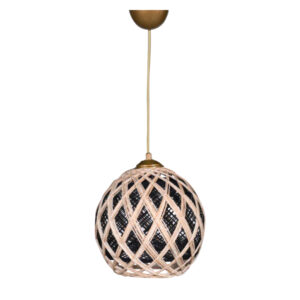 CEILING PENDANT INDOORS- BEIGE AND BLACK ROPE 22x18x20Y εκ.HM7644.01