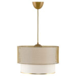 CEILING PENDANT HM7659.02, GOLD METAL, WHITE FABRIC, Φ30x65