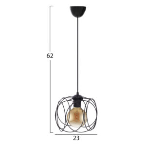 CEILING PENDANT BLACK METAL POLYGONAL SHAPE Φ26x66Hcm.HM7810.01