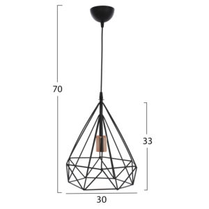 CEILING PENDANT BLACK METAL PYRAMID SHAPE Φ30x70Hcm.HM7686.01