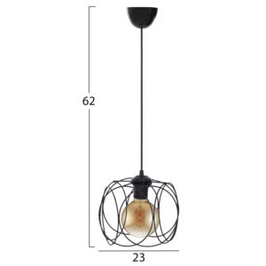 CEILING PENDANT BLACK METAL RINGS Φ23x62Hcm.HM7809.01