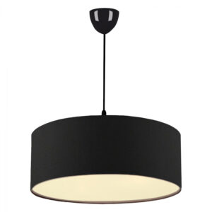 PENDANT CEILING LAMP HM7620.03 BLACK TEXTILE DRUM SHADE