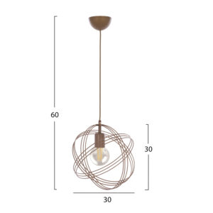 HM7505.02 Pendant ceiling lamp, copper color, one bulb, "hat" made of copper rings