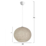 PENDANT CEILING LAMP HM7625.02 BEIGE SLIGHTLY OVAL-SHAPED SPHERE, KNITTED ROPE