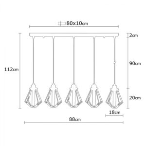 CEILING LAMP METALLIC BLACK HM7318 88x18x112cm