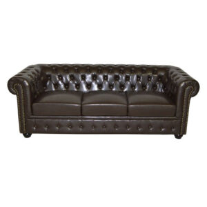 Sofa 3 seater Chesterfield type HM3009.01 dark brown Faux Leather 208x90x73 cm