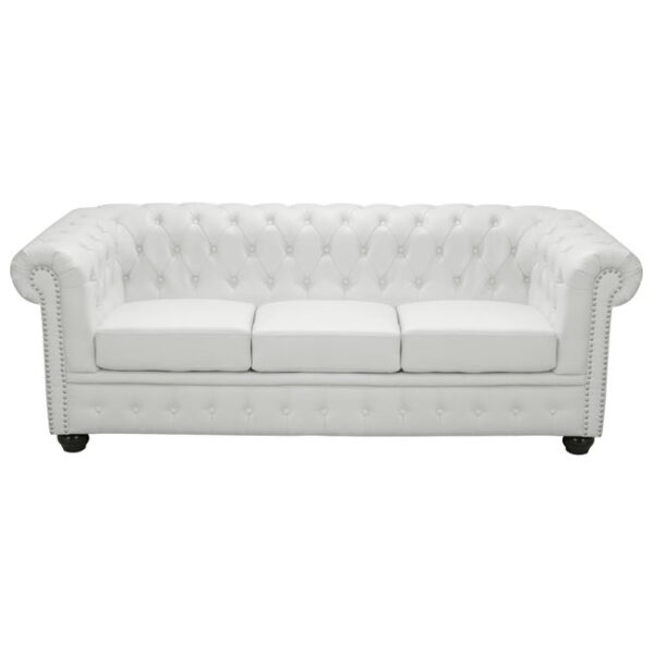 Sofa 3 seater Chesterfield type HM3009.02 white matte Faux Leather 208x90x73 cm