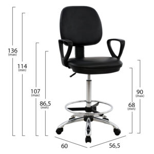 Office chair HM1042.01 with footstool-raised black 56,5x60x(114-136)  cm.