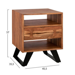 Nightstand Fansi from solid acacia wood HM8473 45,5x35,5x57cm