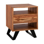 Nightstand Fansi from solid acacia wood HM8473 45,5x35,5x57cm