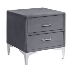 Bedside Table HM594.01 Grey Velvet from silver legs 45x38x48cm