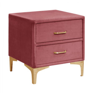 Nightstand Lyon HM594.02 from velvet dusty pink with gold legs 45x38x48cm