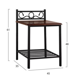 Bedside table Suzie HM388 from metal and wood 45x35x48-61 cm