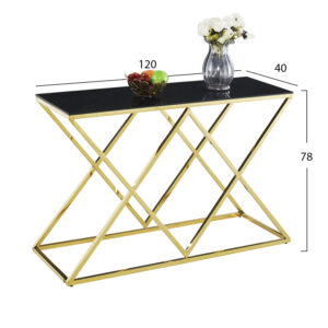Console Holland HM8622.02 Black Glass and gold base 120x40x78cm