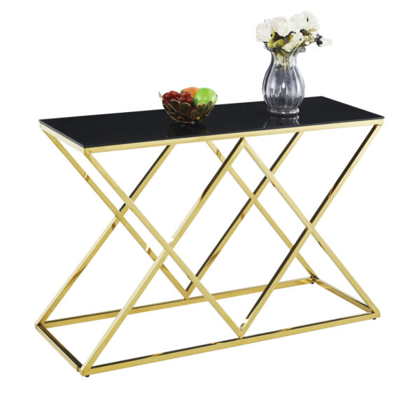 Console Holland HM8622.02 Black Glass and gold base 120x40x78cm