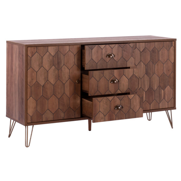 Buffet Philippa HM8675 in walnut color with gold 140x39x80cm