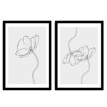 DIPTYCH MDF PAINTING ONE LINE POPPY HM7201.01 74Χ51x2,7 cm.