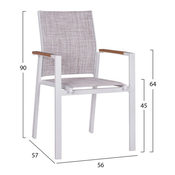 Set 3pieces with Table 80x80x73 & Armchairs Aluminum in White color HM10540.01