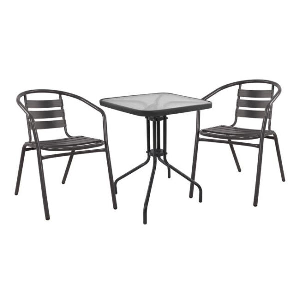 Set 3 pieces with Table Figo 60x60x72 & Armchairs Laura Grey Color HM10468