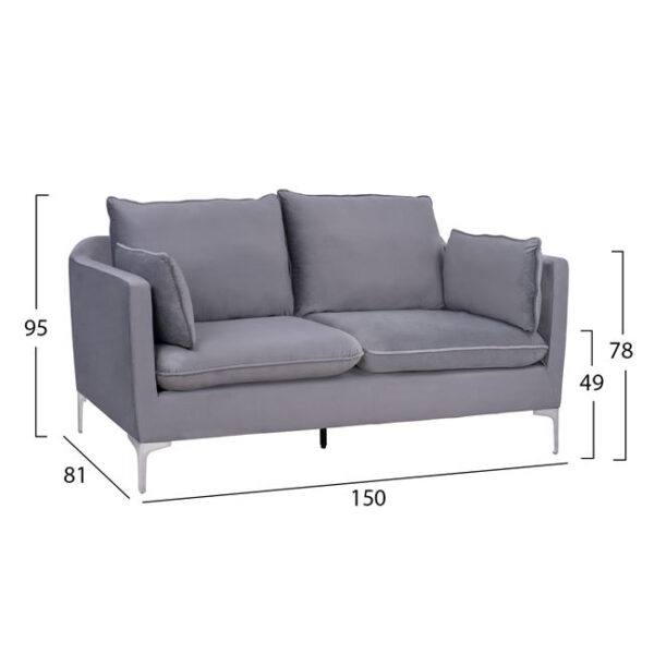 Set Living Room 2 Seater & 3 Seater Sofa Karen Velvet Grey HM11191