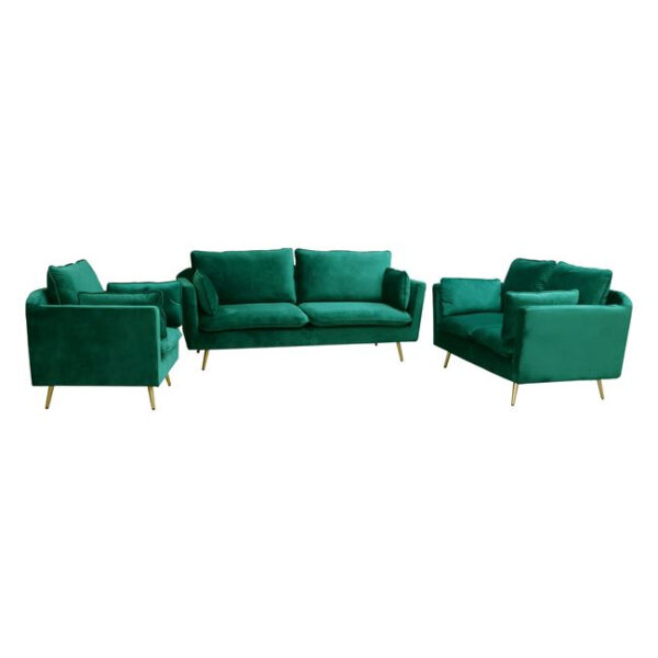 Set Living room Karen 2 seater 3 seater & armchair with cyppress green fabric Velvet HM11141