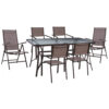 DINING SET 7PCS TABLE WITH FOLDABLE ARMCHAIRS WITH BROWN TEXTILINE HM11492