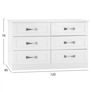 WHITE DRESSER HM317.05 WITH 6 DRAWERS 120X40X76cm.