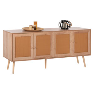 ΜΠΟΥΦΕΣ FB99440.11 ΜΕΛΑΜΙΝΗΣ & ΣΥΝΘΕΤΙΚΟ RATTAN ΣΤΙΣ 4 ΠΟΡΤΕΣ 160x39