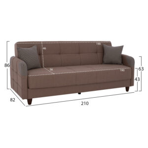 ΚΑΝΑΠΕΣ ΚΡΕΒΑΤΙ ΤΡΙΘΕΣΙΟΣ FB93245.01 ΜΠΕΖ 210x82x86 εκ.