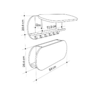 ΚΡΕΜΑΣΤΡΑ ΕΙΣΟΔΟΥ & ΚΛΕΙΣΤΟ ΡΑΦΙ FB918078.03 ΜΕΛΑΜΙΝΗ ΣΚΟΥΡΟ ΓΚΡΙ 84x15.5x28.5Υεκ