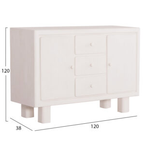 ΜΠΟΥΦΕΣ FB918048 MDF ΣΕ ΥΠΟΛΕΥΚΟ ΧΡΩΜΑ-3 ΣΥΡΤΑΡΙΑ & 2 ΠΟΡΤΕΣ 120x38x80Υεκ.