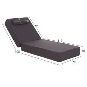 ΜΑΞΙΛΑΡΙ ΞΑΠΛΩΣΤΡΑΣ FB921094.03 OLEFIN ΣΚΟΥΡΟ ΓΚΡΙ ΜΕ FOAM 198x70x20Υεκ
